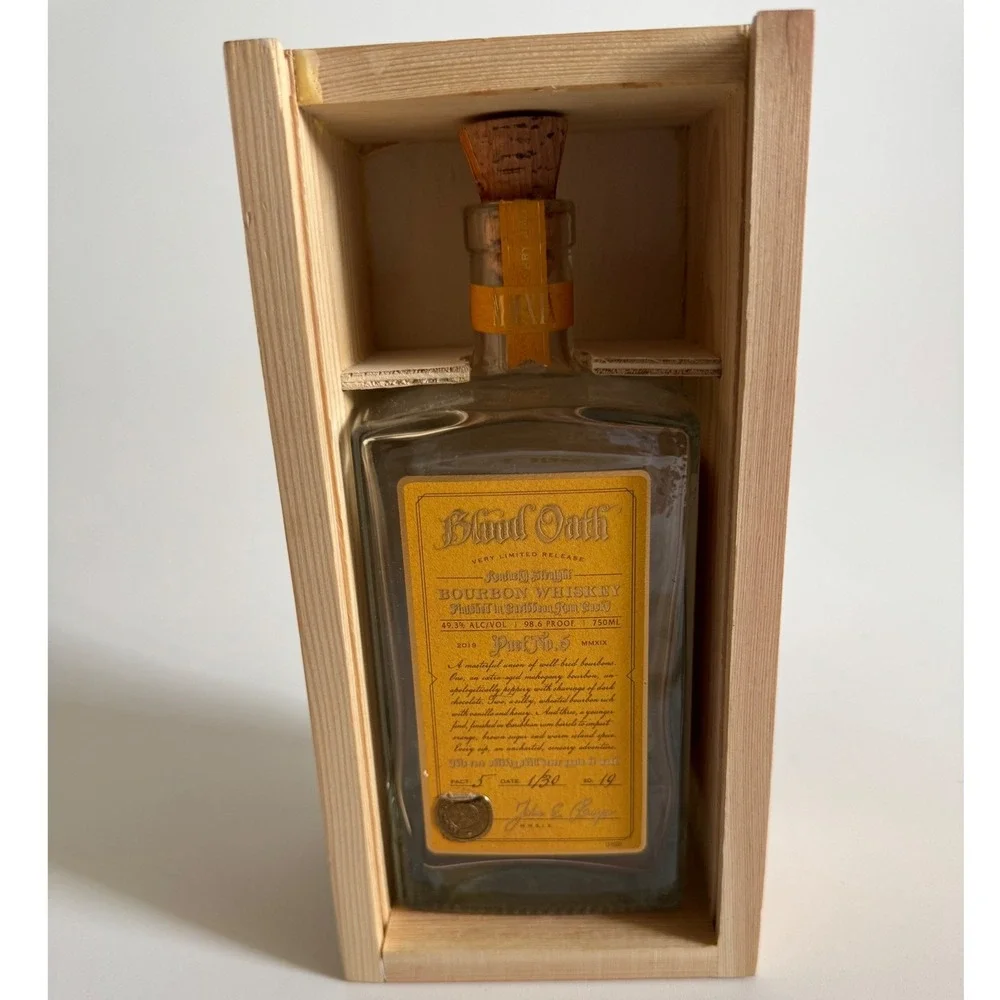 Blood Oath Pact No. 5 2019 Empty Bourbon Bottle with Original Wooden Box 750ml
